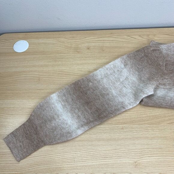 Madewell Alpaca Blend Sweater Women XL Deep V Neck Gradient Beige Quiet Luxury - Picture 4 of 8